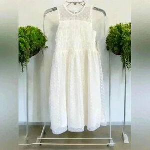 Girls Semi Sheer Swiss Polka Dot Ivory Tulle Overlay Mesh Quiet Beauty Luxury 10